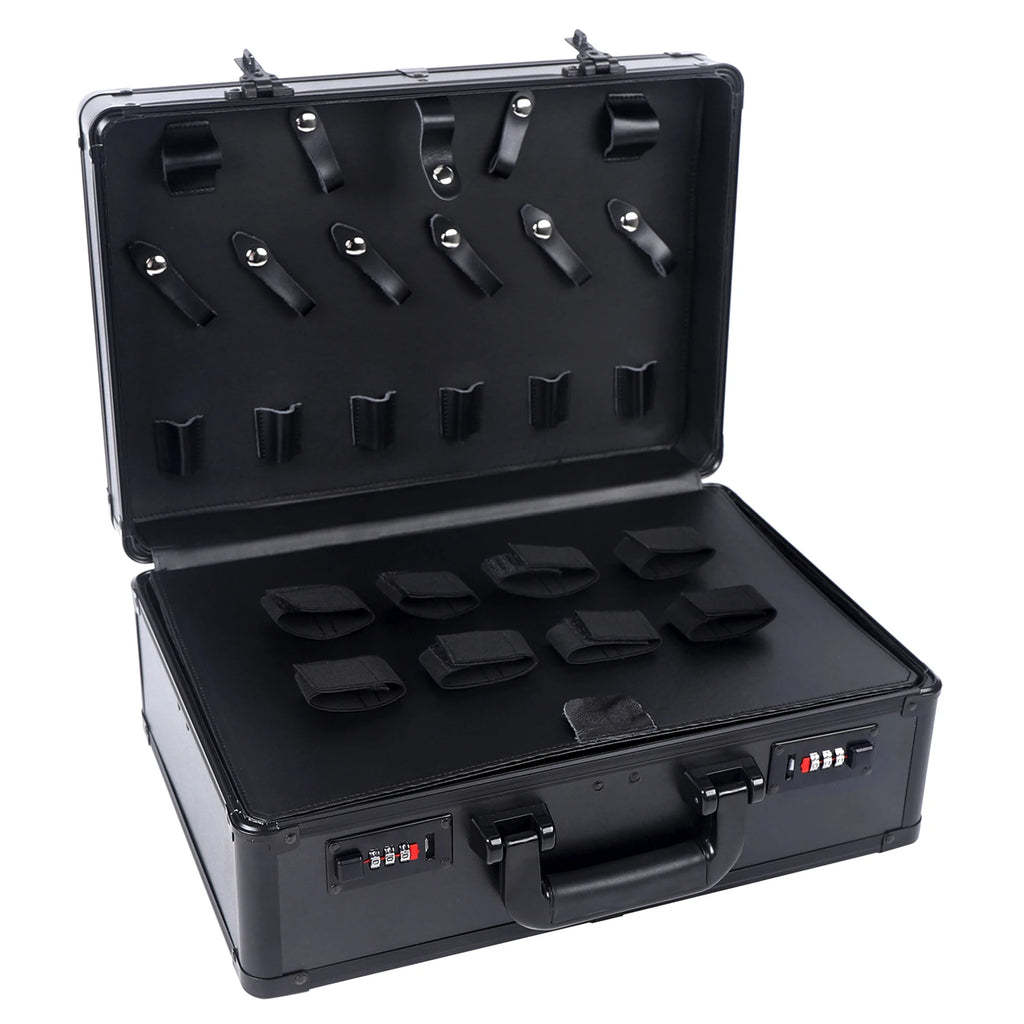 Portable Barber Hairdressing Tool Box Salon Large Capacity Professional Hair Kit Organizer Storage Display Box Lock Suitcase - Curl and Collar
