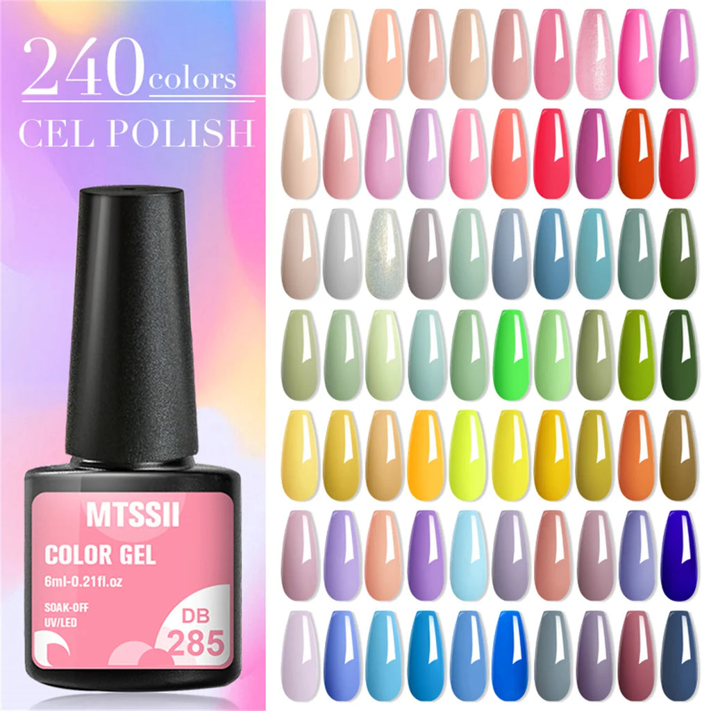 MTSSII 12pcs Gel Nail Polish Set Nude Pink Red Glitter Semi Permanent Soak Off UV Gel Varnish Manicure Kit Nail Supplies DIY - Curl and Collar