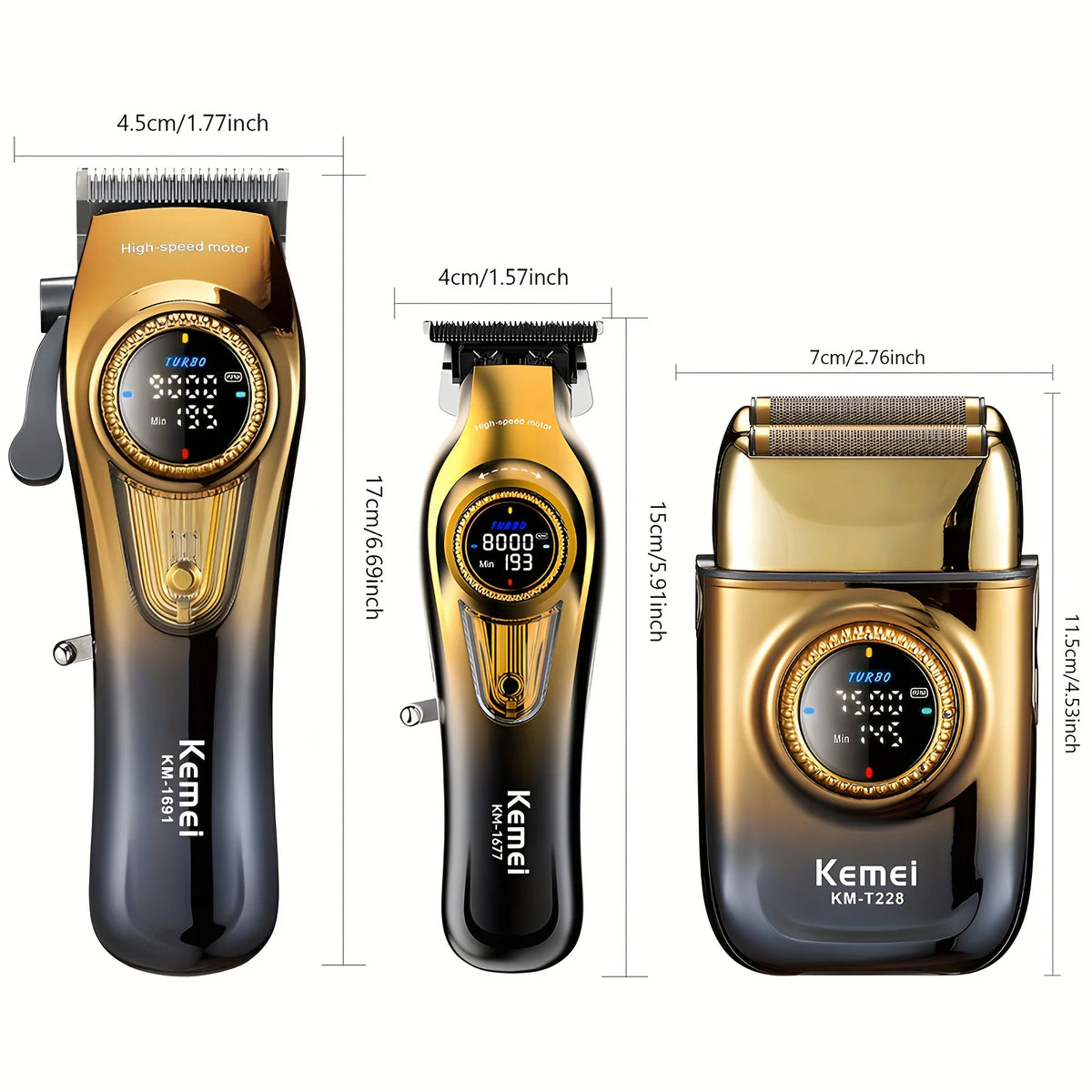 KM-1691+ KM-1671+ KM-T228 High-Performance Men's Grooming Kit: Powder Metallurgy Ceramic Blade Hair Clipper, High-Speed Reciprocating Electric Shaver, Premium 2-in-1 Trimmer for Home Use - Curl and Collar