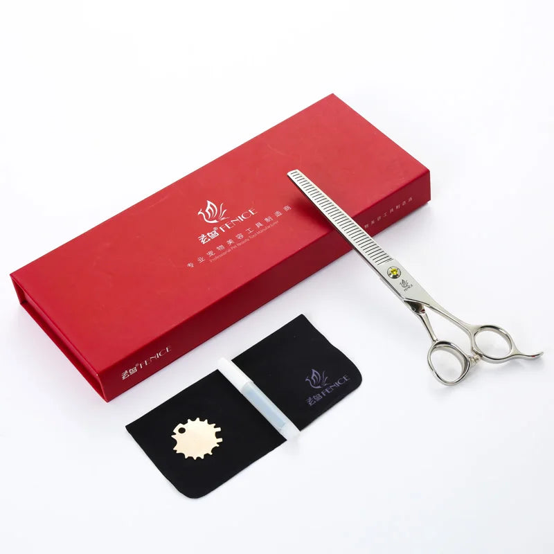 Fenice High-grade JP440C Alloy Steel 7.0/7.5 inch Pet Grooming Scissors Dog Hair Cutting Shears Tool for Pet Groomer Beautician - Curl and Collar