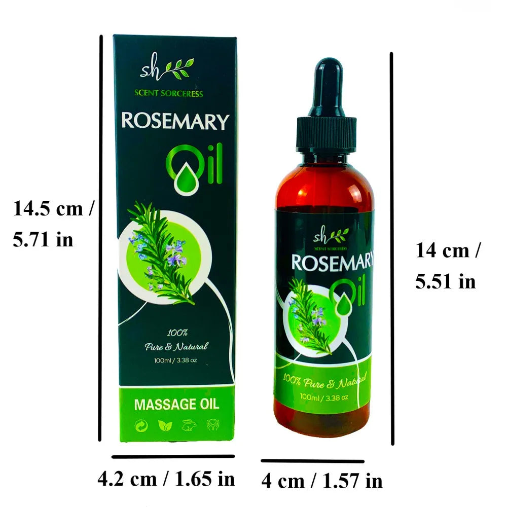 Rosemary Essential Oil (100 ml) with Glass Dropper -Authentic & Premium Oil, Great for Hair Care, Skincare, Massage Aromatherapy - Curl and Collar