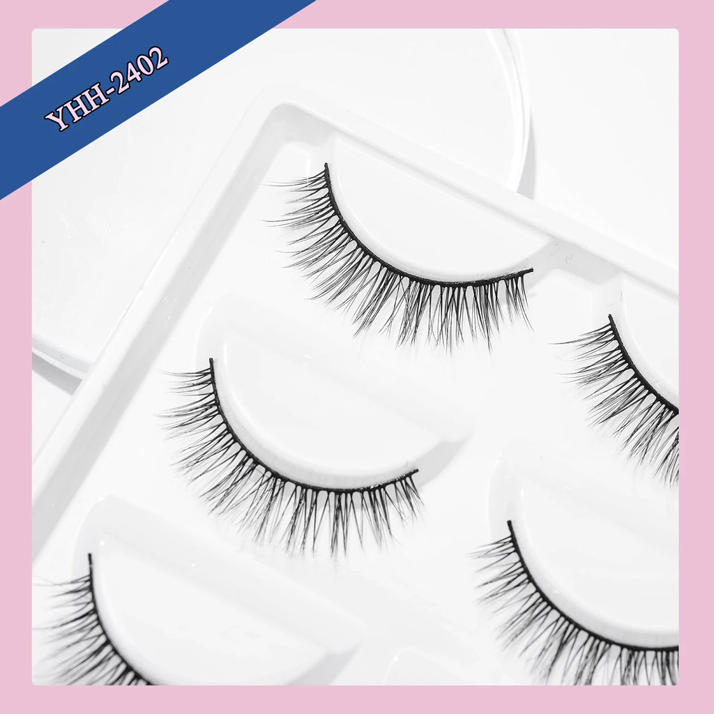 5 pair natural slender cross black terrier false eyelashes suitable for daily work date - Curl and Collar