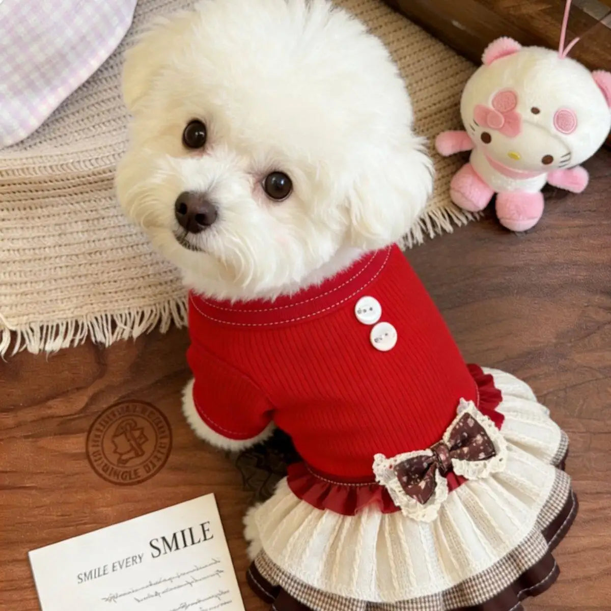 Pet Autumn/Winter Christmas Dress Teddy Dress Small Pet Coat Dog Dresses for Small Dogs Puppy Clothes