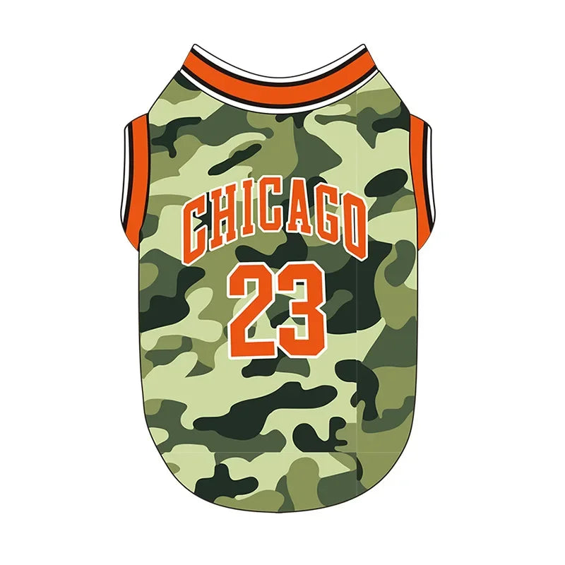 Summer Dog Clothes Mesh Breathable Sport Dog Jersey Basketball Clothes Puppy T-Shirt Summer Pet Cat Shirts For Small Large Dogs - Curl and Collar