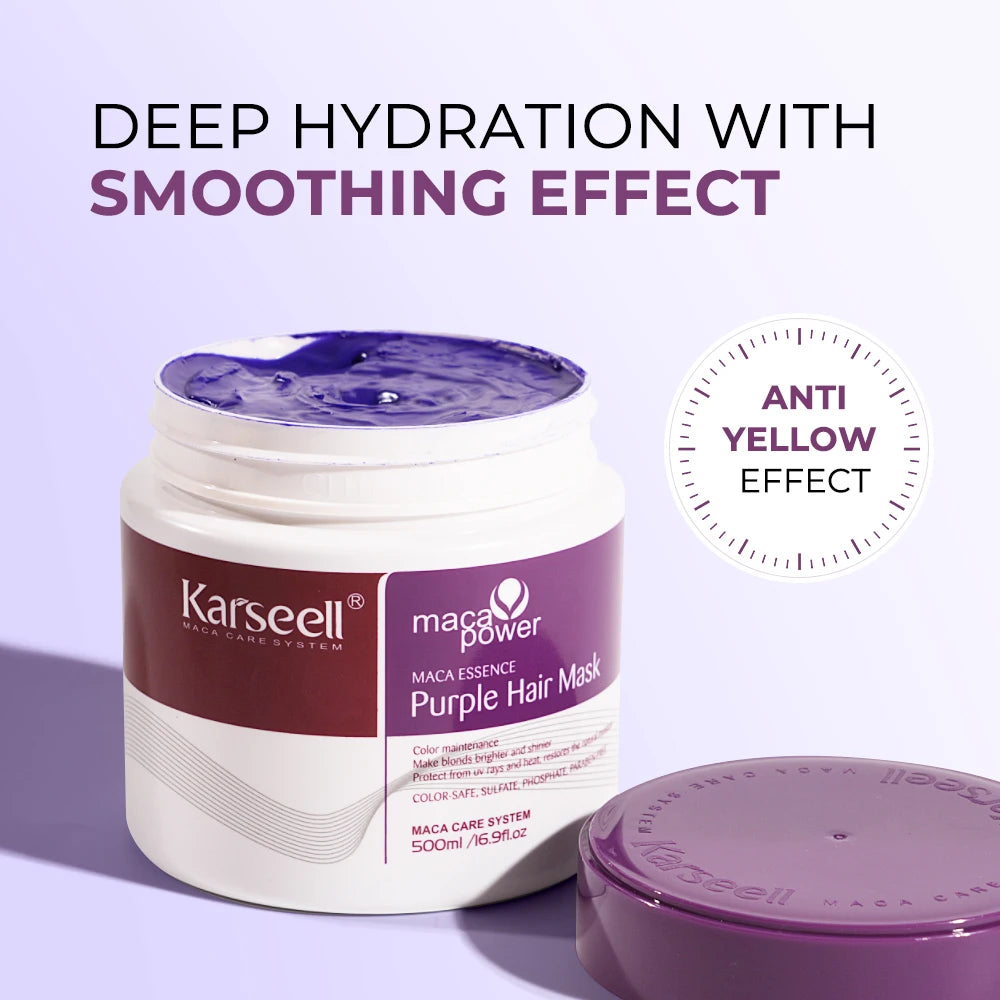 Karseell Purple Hair Mask 16.90 fl.oz 500ml Professional Neutralizes Brass Yellow Tones For Blonde Silver Gray Highlighted Hair - Curl and Collar
