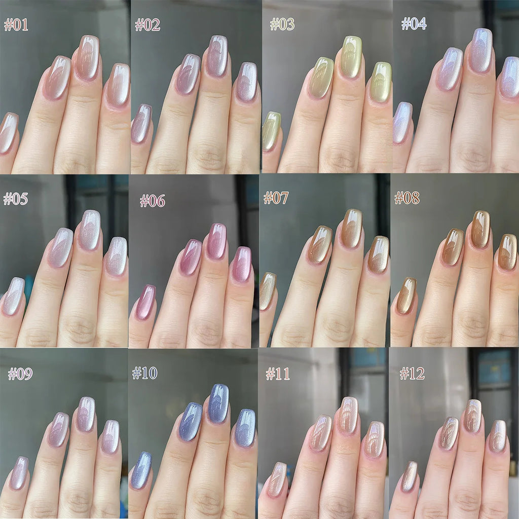 1-12pcs SHAKA Autumn Tanhua Cat Eye Pink Transparent Color Gel Nail Polish 2026 New Simple And Generous Halloween Nail Gel - Curl and Collar
