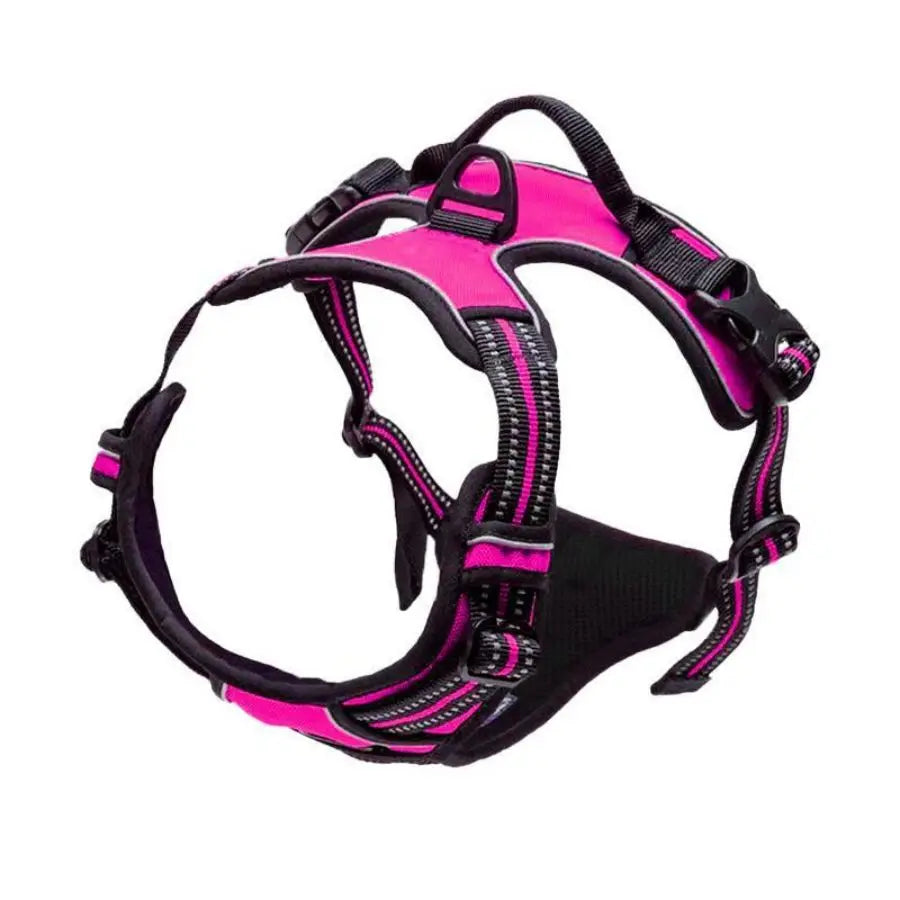 Adjustable No Pull Dog Harness Front Clip Reflective Comfortable Handle for Medium to Large Dogs Walking - Curl and Collar