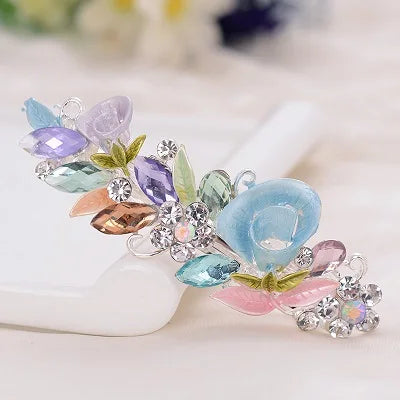 EASYA Fashion Exquisite Crystal Flower Hairpin Enamel Barrettes Girls Hair Accessories Headwear Jewelry For Women Girls