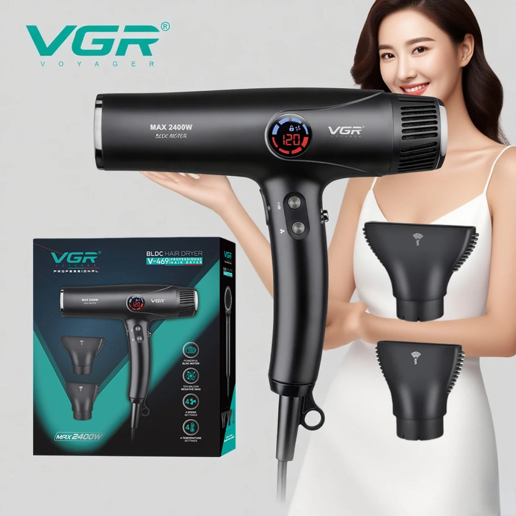 VGR Hair Dryer Professional Hair Dryer Machine Negative Ion Hair Dryers BLDC Motor 110000 RPM Hair Salon for Household Use V-469 - Curl and Collar