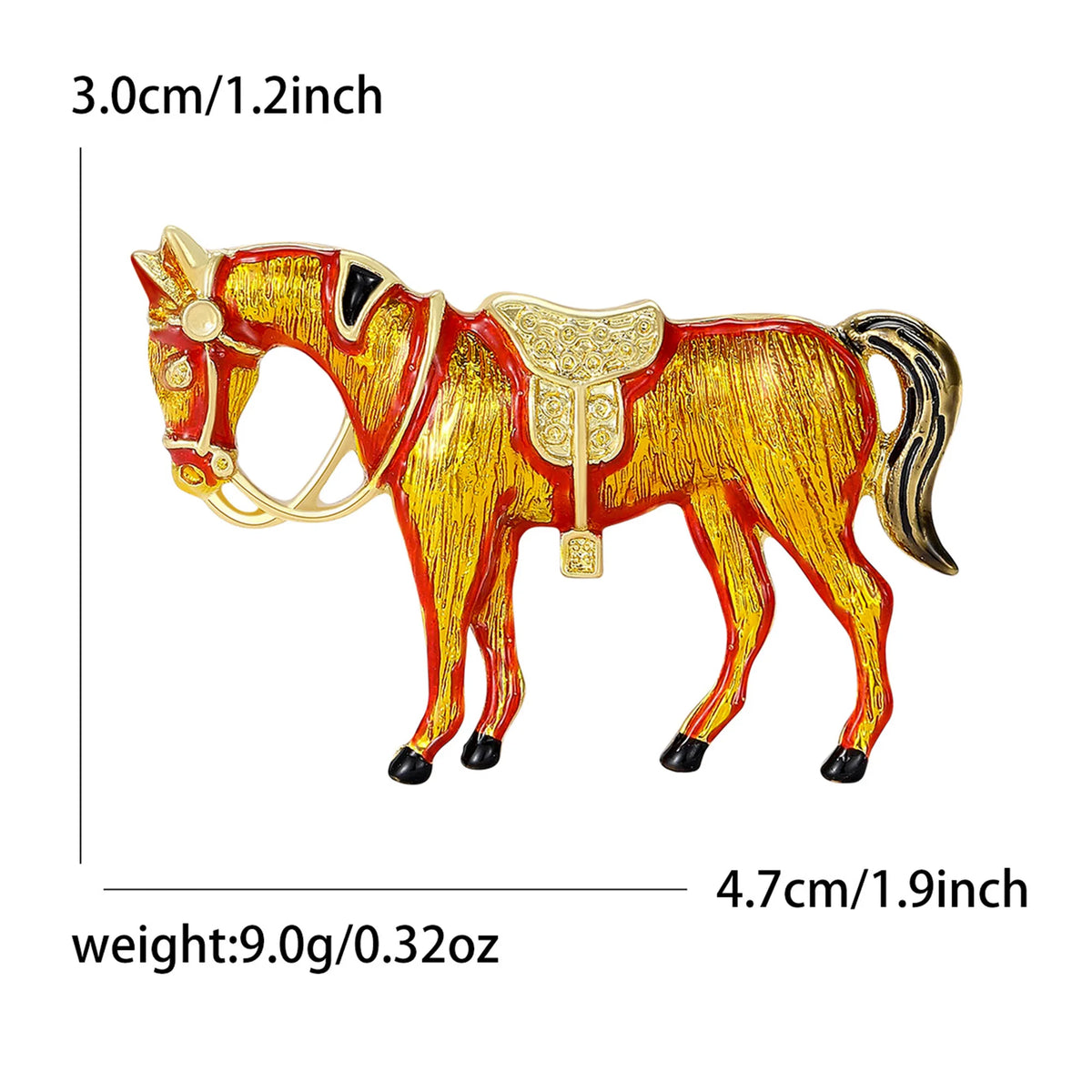 Classic Rhinestone Horse Brooches for Women Enamel Zodiac Animal Pins Office Party Friend New Year Gifts Jewelry Accessories - Curl and Collar