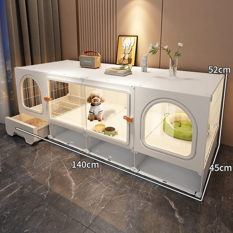 Breathable dog cage Small dog with toilet Separation One room One living room One bathroom Indoor household Teddy pet dog villa - Curl and Collar