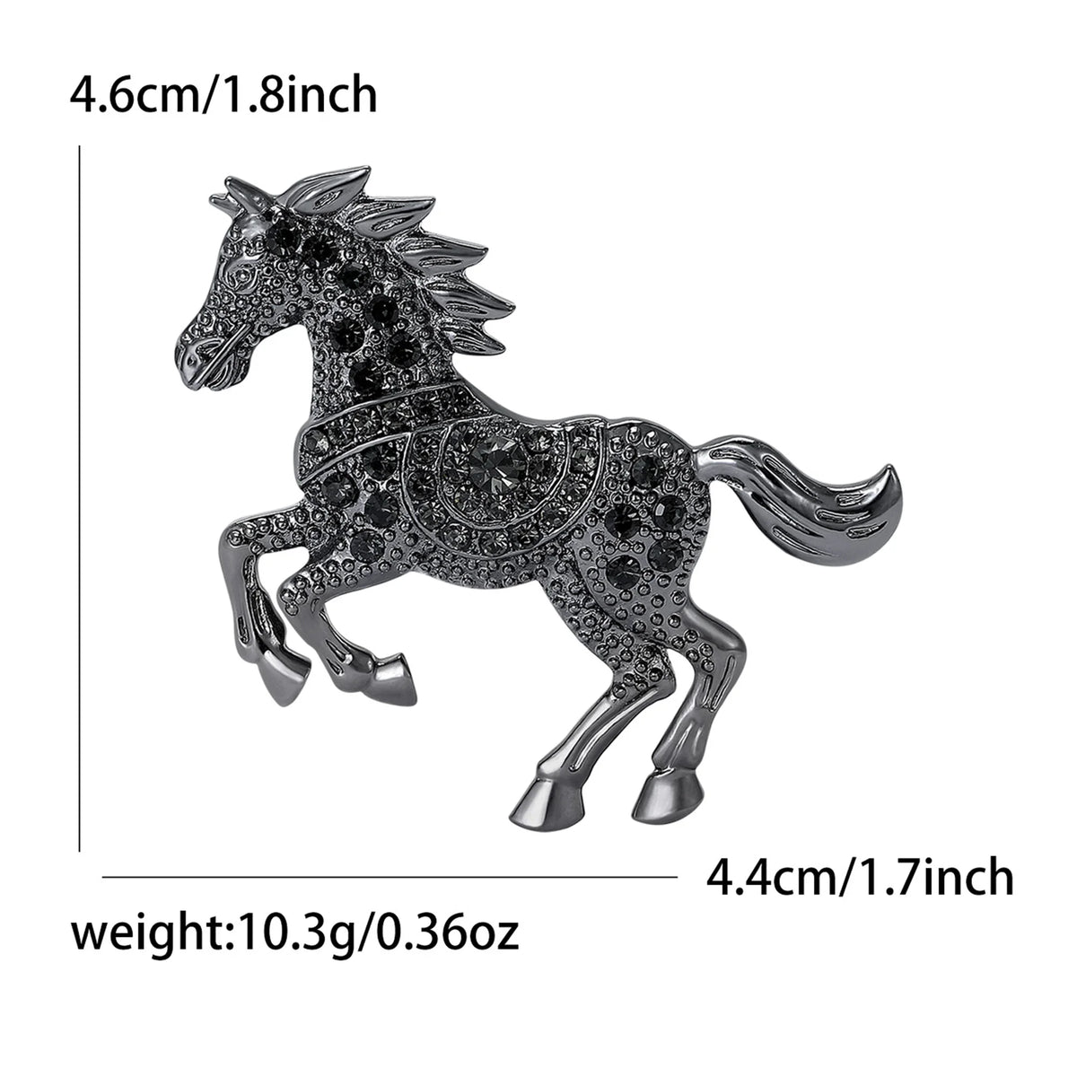Classic Rhinestone Horse Brooches for Women Enamel Zodiac Animal Pins Office Party Friend New Year Gifts Jewelry Accessories - Curl and Collar