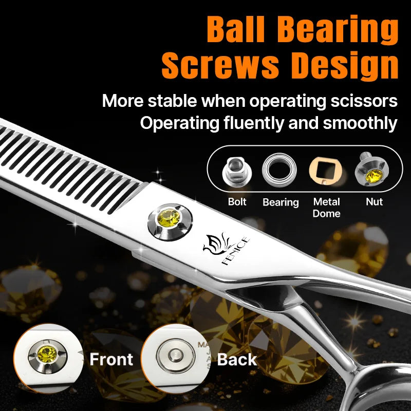Fenice High-grade JP440C Alloy Steel 7.0/7.5 inch Pet Grooming Scissors Dog Hair Cutting Shears Tool for Pet Groomer Beautician - Curl and Collar