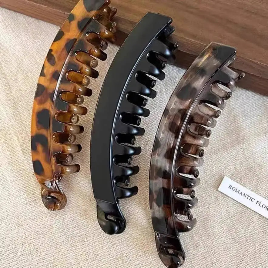Tortoiseshell Banana Hair Clip Fish Shaped Hairpin For Women Hair Accessories Hairgrips Twist Clamp Ponytail Barrettes Headwear - Curl and Collar