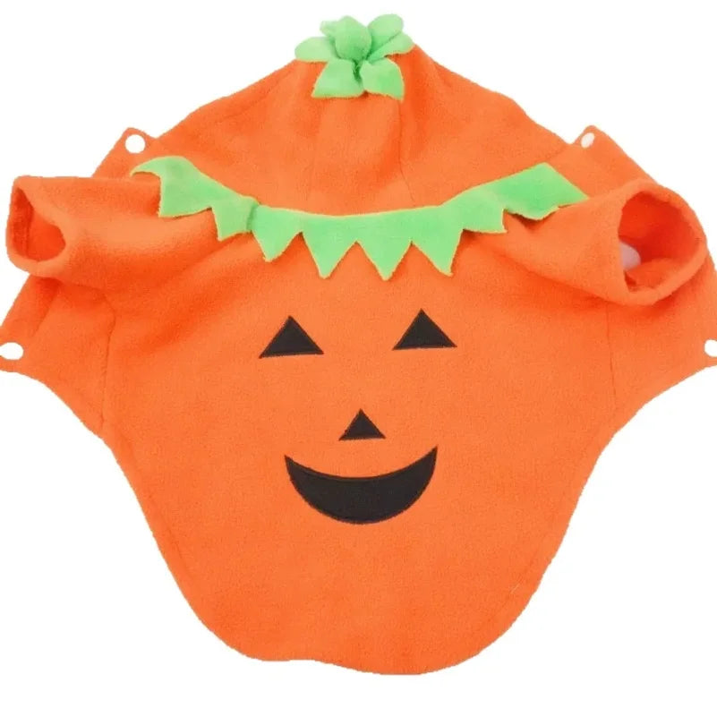Hot Sale Halloween Pumpkin Pet Costume Autumn Winter Transformed Outfit Casual Daily Clothes For Dogs - Curl and Collar