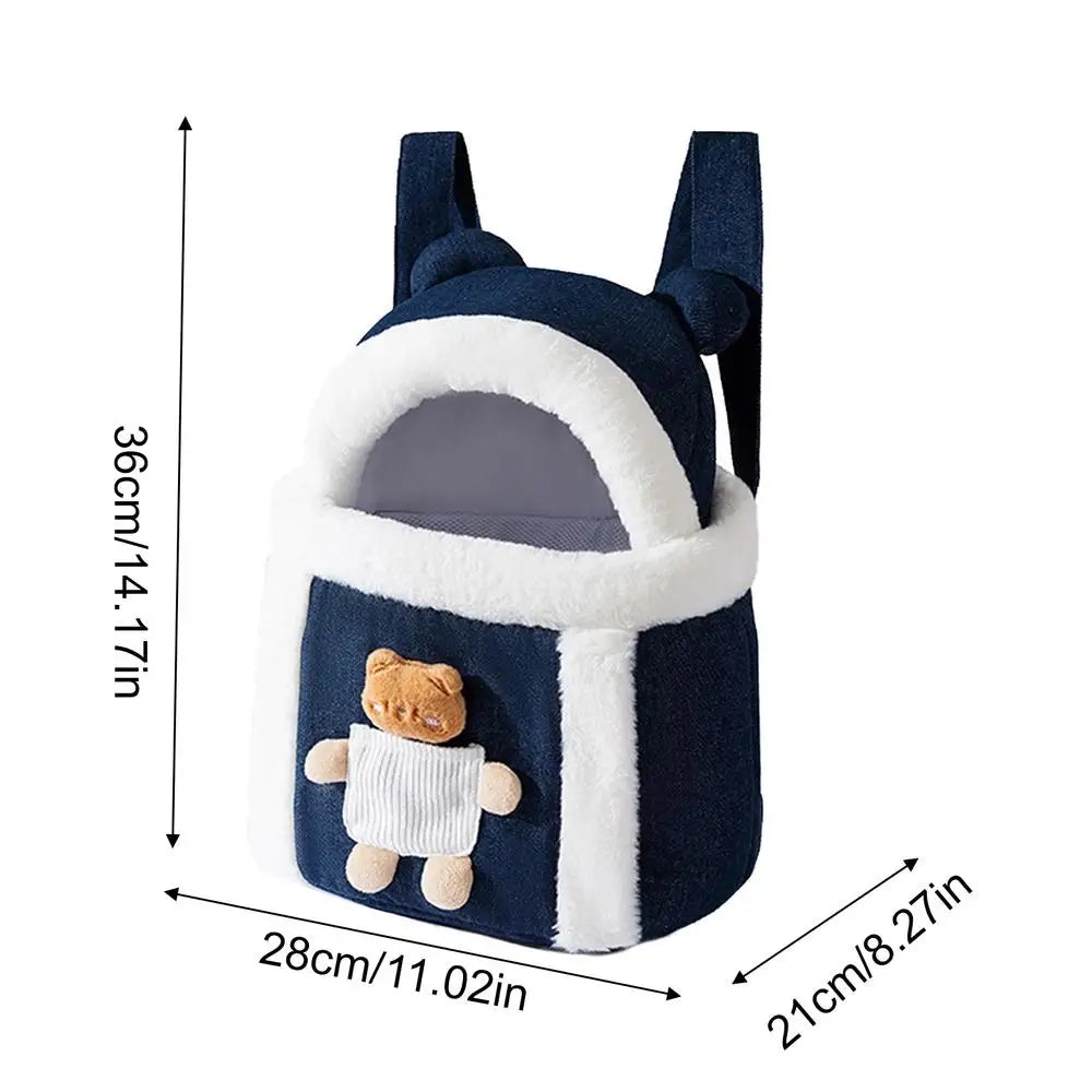 Pet Carrier Bag Cat Dogs Polyester sponge Backpack Outdoor Travel Walking Winter Warm Nest Kitten Puppy Hanging Chest Portable - Curl and Collar