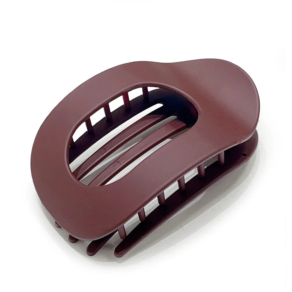 Fashion Oval Hair Claw Clip for Women New Design Leopard Matte Curved Flat Styling Barrettes Acrylic Lying Down Hair Accessories - Curl and Collar