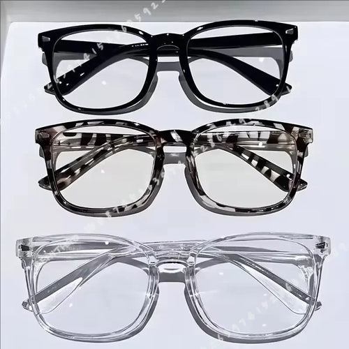 1 3 Pcs Minimalist Square Transparent Lens Glasses Blue Light Blocking Suitable For Daily And Casual Wear - Curl and Collar