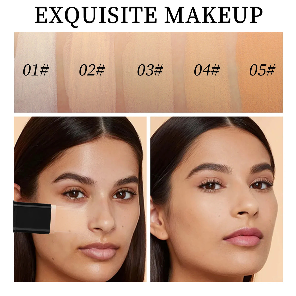 O'cheal Two In One Concealer Foundation Stick Facial Matte Waterproof Bronzer Contouring Face Coverage Moisturizing Makeup Cream - Curl and Collar