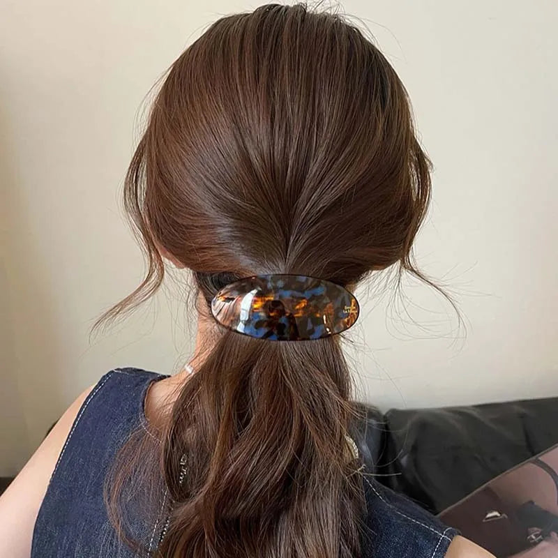 Vintage Acetic Acid Oval Hair Clip for Women Girls Korean Large Spoon Clip Spring Clip Hair Clip Top Clip Hair Accessories - Curl and Collar