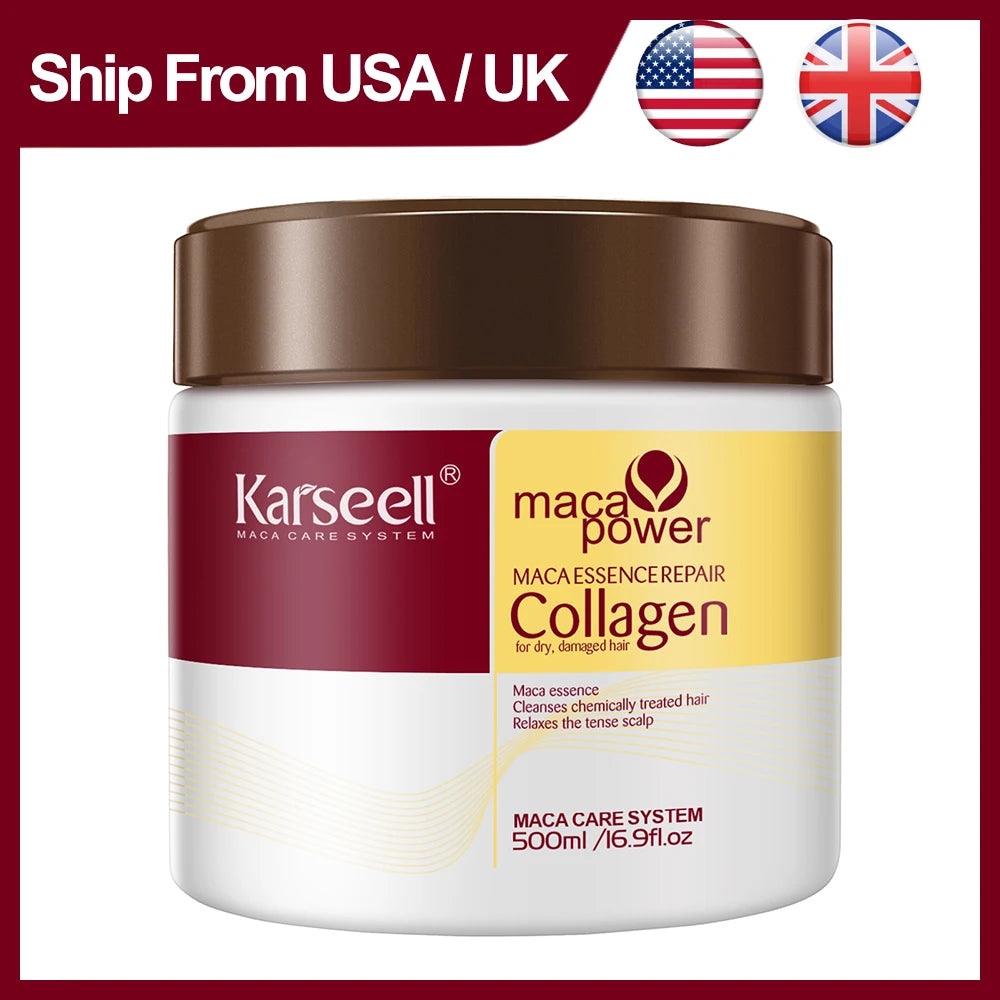 Karseell Collagen Hair Mask 500ml 16.9fl.oz Deep Repair Essence Repair Collagen for Dry Damaged Hair All Hair Type Hair Care - Curl and Collar