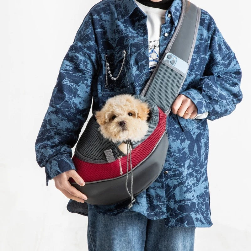 Pet Cat Dog Carrier Backpack Travel Tote Shoulder Bags Mesh Sling Carry Pack Pet Carrying Supplies Crossbody Shoulder Bag - Curl and Collar