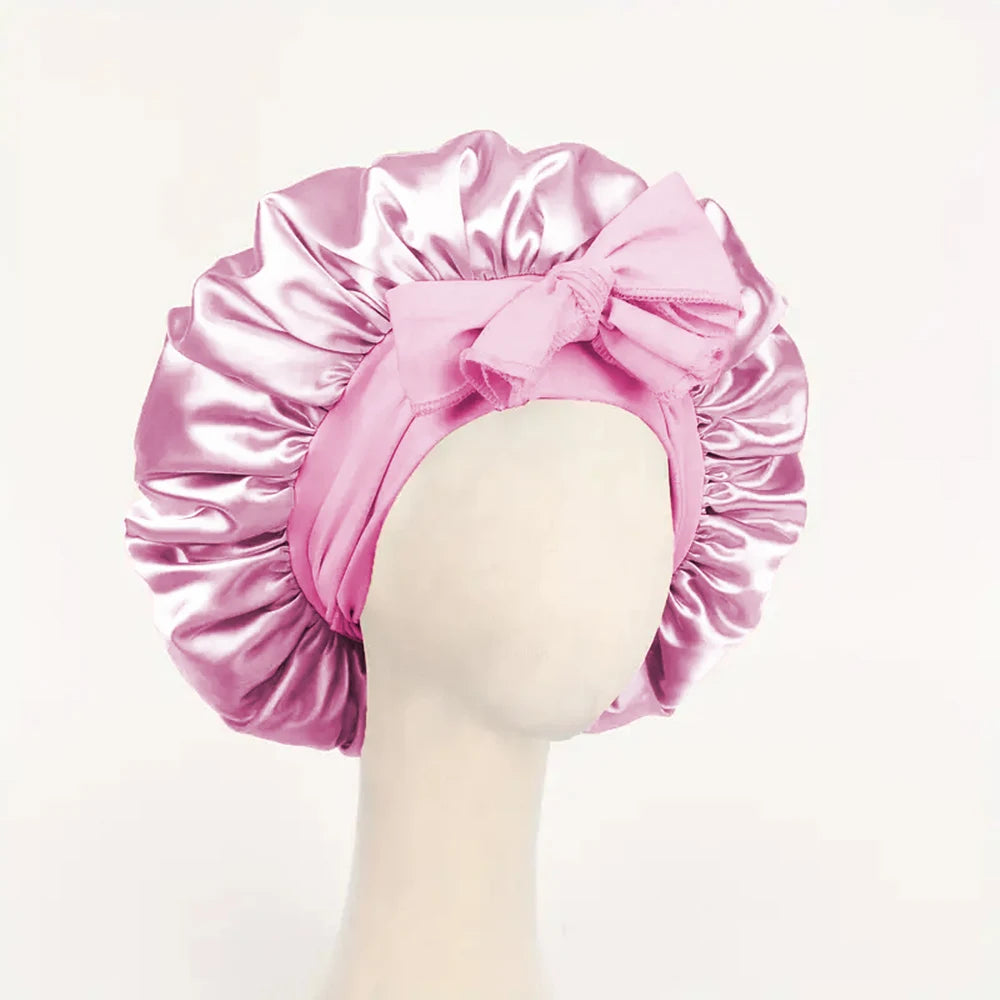 Satin Bonnet Silk Bonnet Adjustable Bonne For Sleeping Hair Bonnet With Tie Band Bonnets For Women Men - Curl and Collar
