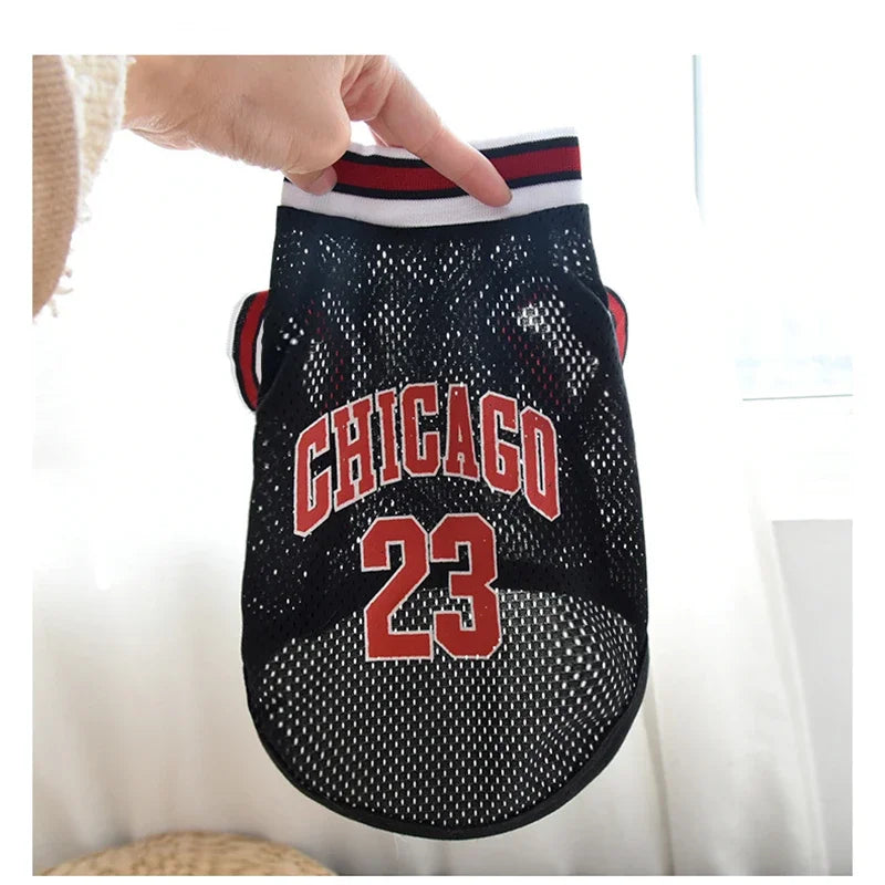Summer Dog Clothes Mesh Breathable Sport Dog Jersey Basketball Clothes Puppy T-Shirt Summer Pet Cat Shirts For Small Large Dogs - Curl and Collar