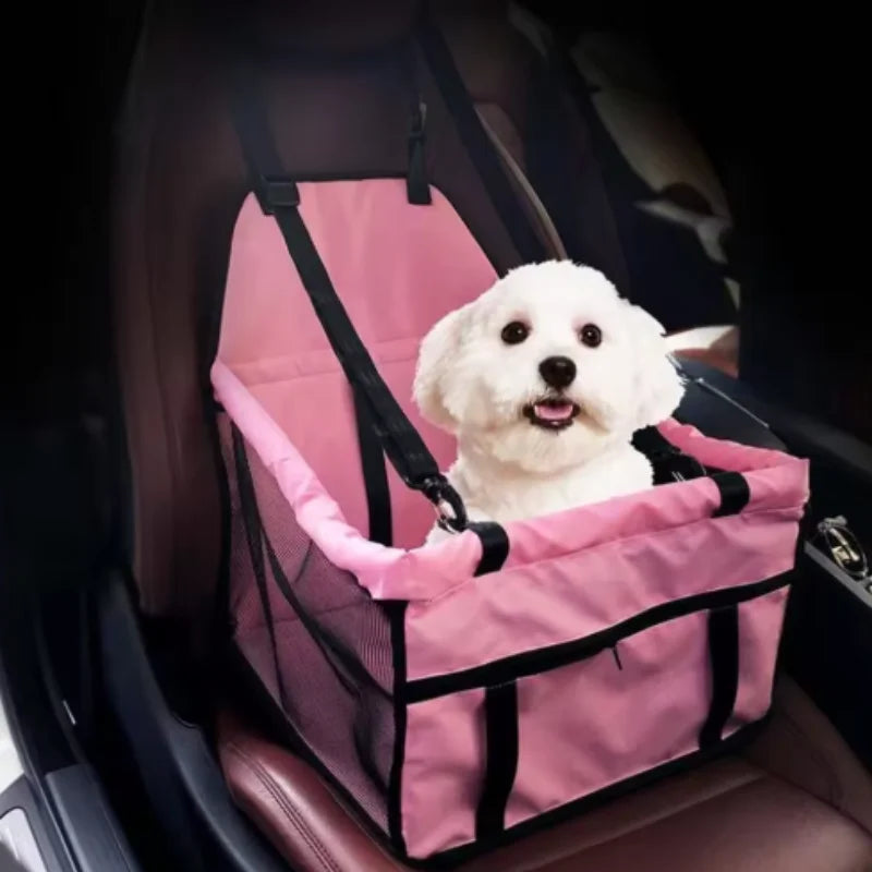 Waterproof Pet Car Seat Bag – Thickened Folding Dog Travel Mat with Safety Mesh - Curl and Collar