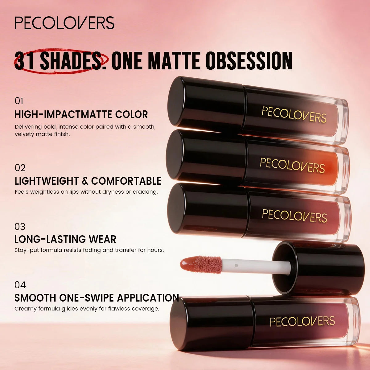 6PCS/SET Cream Matte Lip Tint Stick,Even Color Layering,Comfortable All-day Wear,Classic Neutral Lip Shades,Soft Fluffy Applicator Head,Compact Carry Lip Gloss Set,Suitable For Daily Travel And Everyday Female Makeup - Curl and Collar
