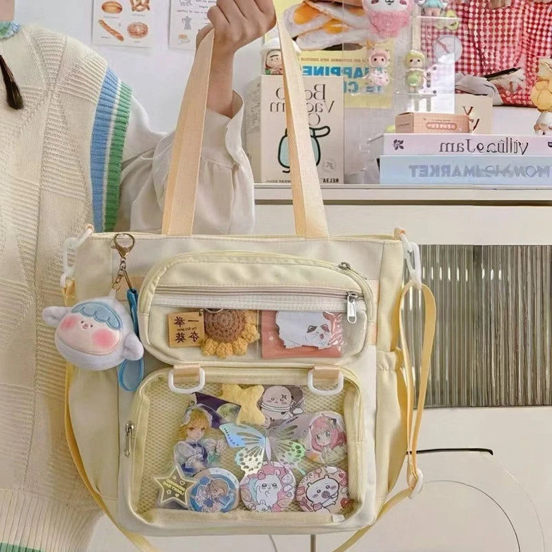 Japanese Transparent Ita Bag Handbag Women Anime Portable Large Capacity Girls Shoulder Tote Bag Nylon Crossbody Bags ItaBag - Curl and Collar