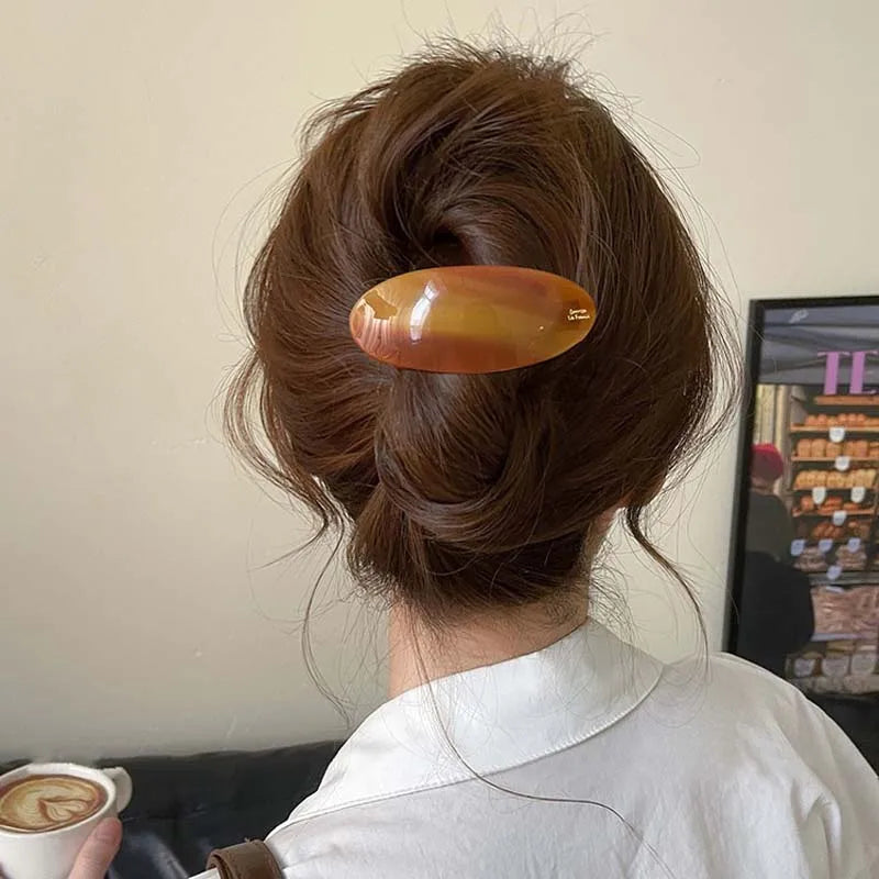 Vintage Acetic Acid Oval Hair Clip for Women Girls Korean Large Spoon Clip Spring Clip Hair Clip Top Clip Hair Accessories - Curl and Collar