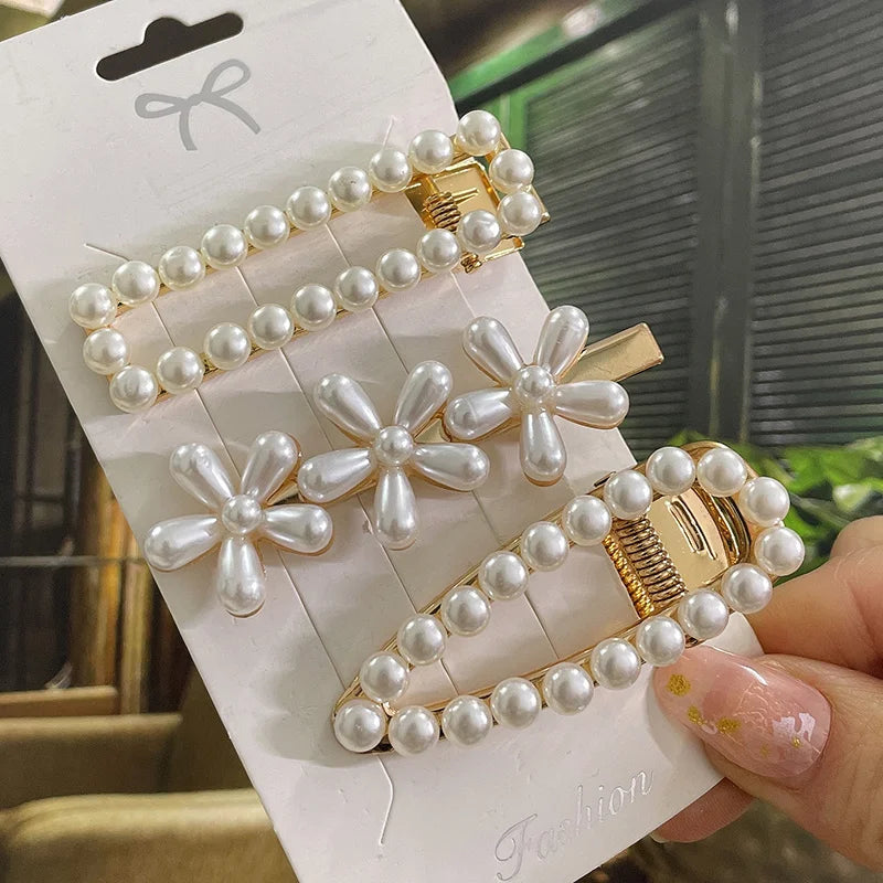 Simulated Pearl Hair Clips For Women Korean Women Hairpins Girl Geometric Hair Barrettes Fashion Hairgrip Hair Accessories