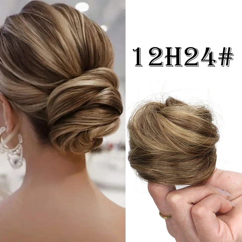 WIGSIN Synthetic Messy Dount Hair Buns Updo Chignon With Elastic Hair Exension for Women Daily Lazy Hair Accessories - Curl and Collar