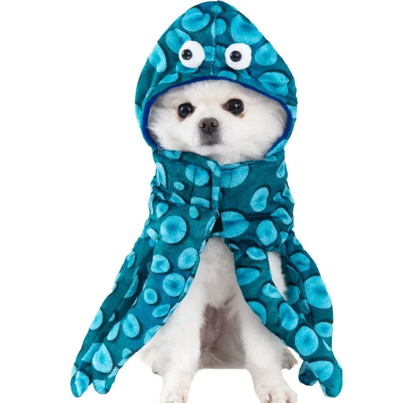 Halloween Funny Dog Clothes for Small Medium Dogs Cats Party Dressed Up Cosplay Costumes Bulldog French Chihuahua Pet Outfits - Curl and Collar