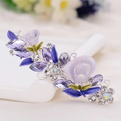 EASYA Fashion Exquisite Crystal Flower Hairpin Enamel Barrettes Girls Hair Accessories Headwear Jewelry For Women Girls