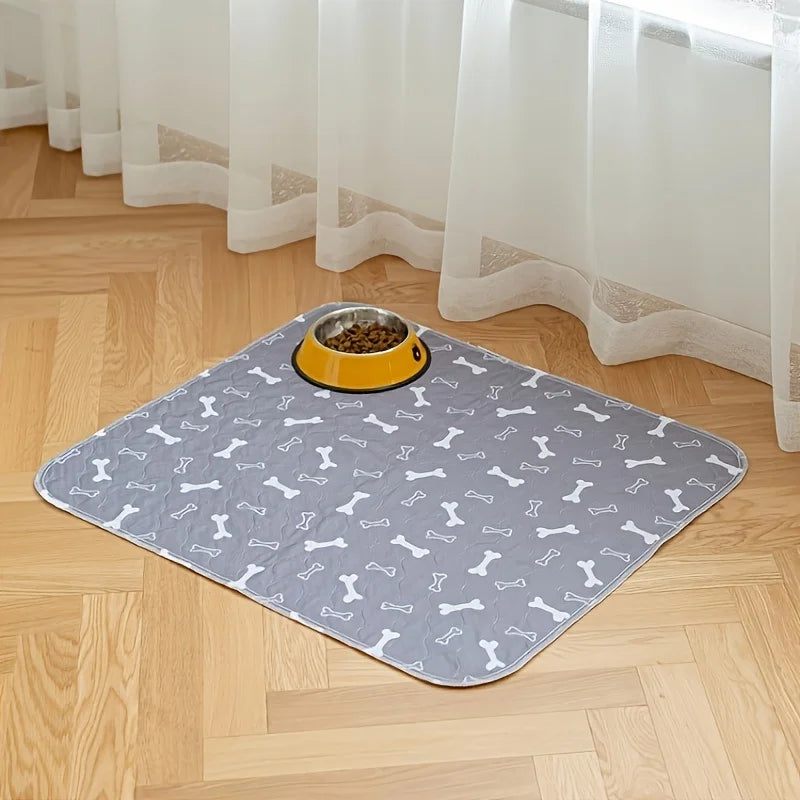 Washable Dog Pee Pads, 2 Pieces 18inchx24inch / 34inch X 36inch Reusable Puppy Pee Pads, Absorbent Pee Pads with Bone Print, Non-Slip Waterproof Pet Training Pads, Suitable for Sofas, Hardwood Floors - Curl and Collar