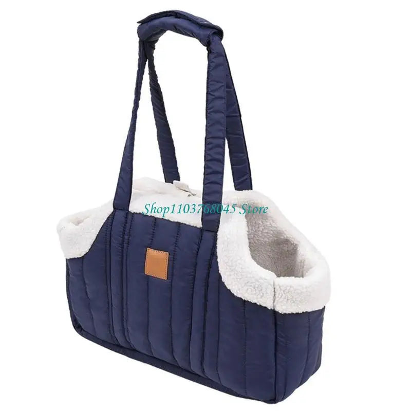 Pet Handbag Cats Carriers Bag Soft Big Capacity with Safety Strap Breathable Pet Carriers Sightseeing Bag - Curl and Collar