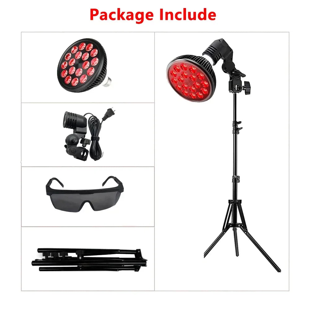 Red Light Therapy Lamp for Face 660&850nm with stand Infrared Light Therapy Device for Muscle Joint Pain Relief Skin HealthTools - Curl and Collar