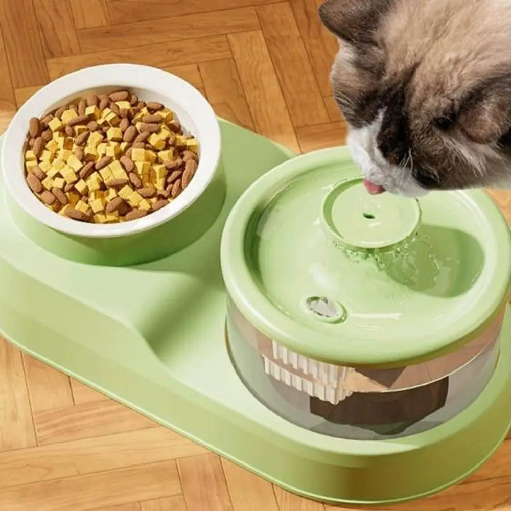 USB Charging 2-in-1 Pets Water Fountain Auto Filter Mute Cat Drinker Bowl Large Capacity Neck Protection Pet Feeder for Home - Curl and Collar