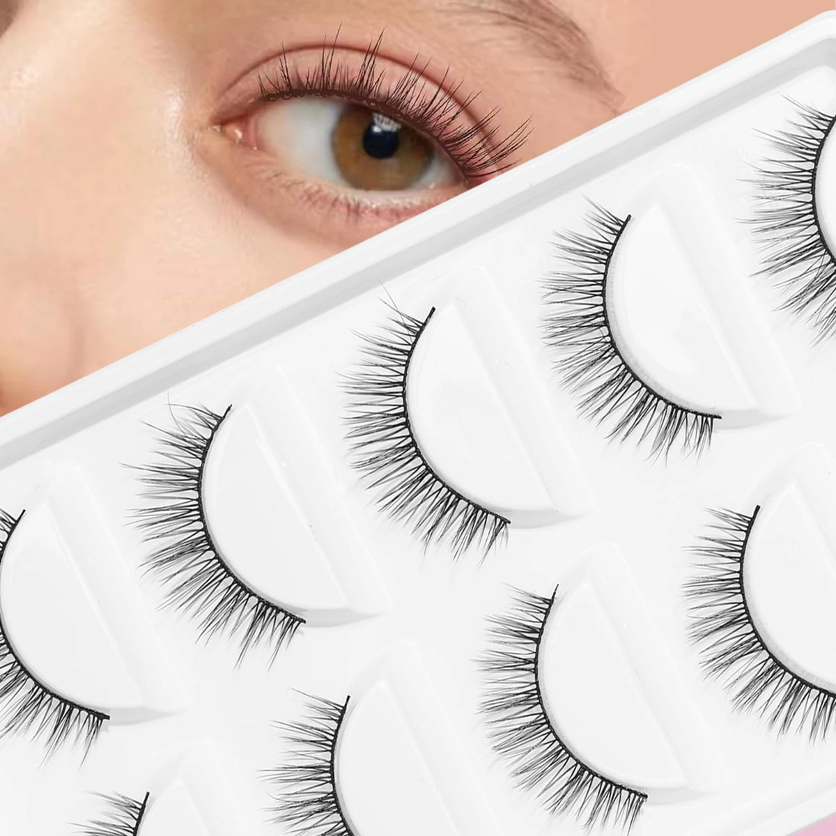 5 pair natural slender cross black terrier false eyelashes suitable for daily work date - Curl and Collar