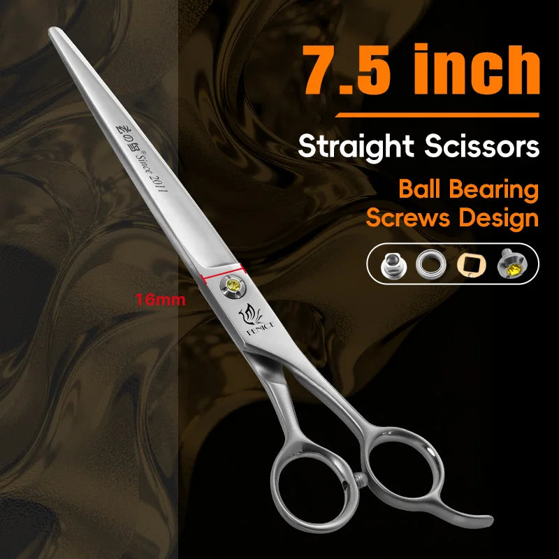 Fenice High-grade JP440C Alloy Steel 7.0/7.5 inch Pet Grooming Scissors Dog Hair Cutting Shears Tool for Pet Groomer Beautician - Curl and Collar