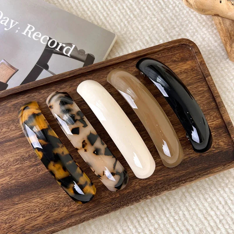 Retro Leopard Hairpins Spring Clip Colorful Acetate Hair Clips for Women Elegant Exquisite Barrettes Fashion Hair Accessories - Curl and Collar