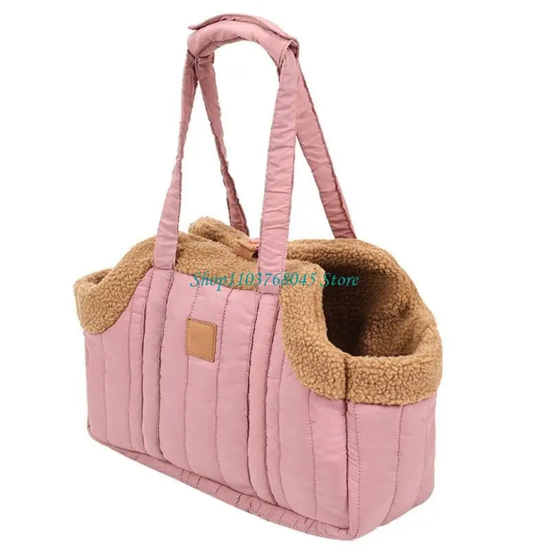 Pet Handbag Cats Carriers Bag Soft Big Capacity with Safety Strap Breathable Pet Carriers Sightseeing Bag - Curl and Collar