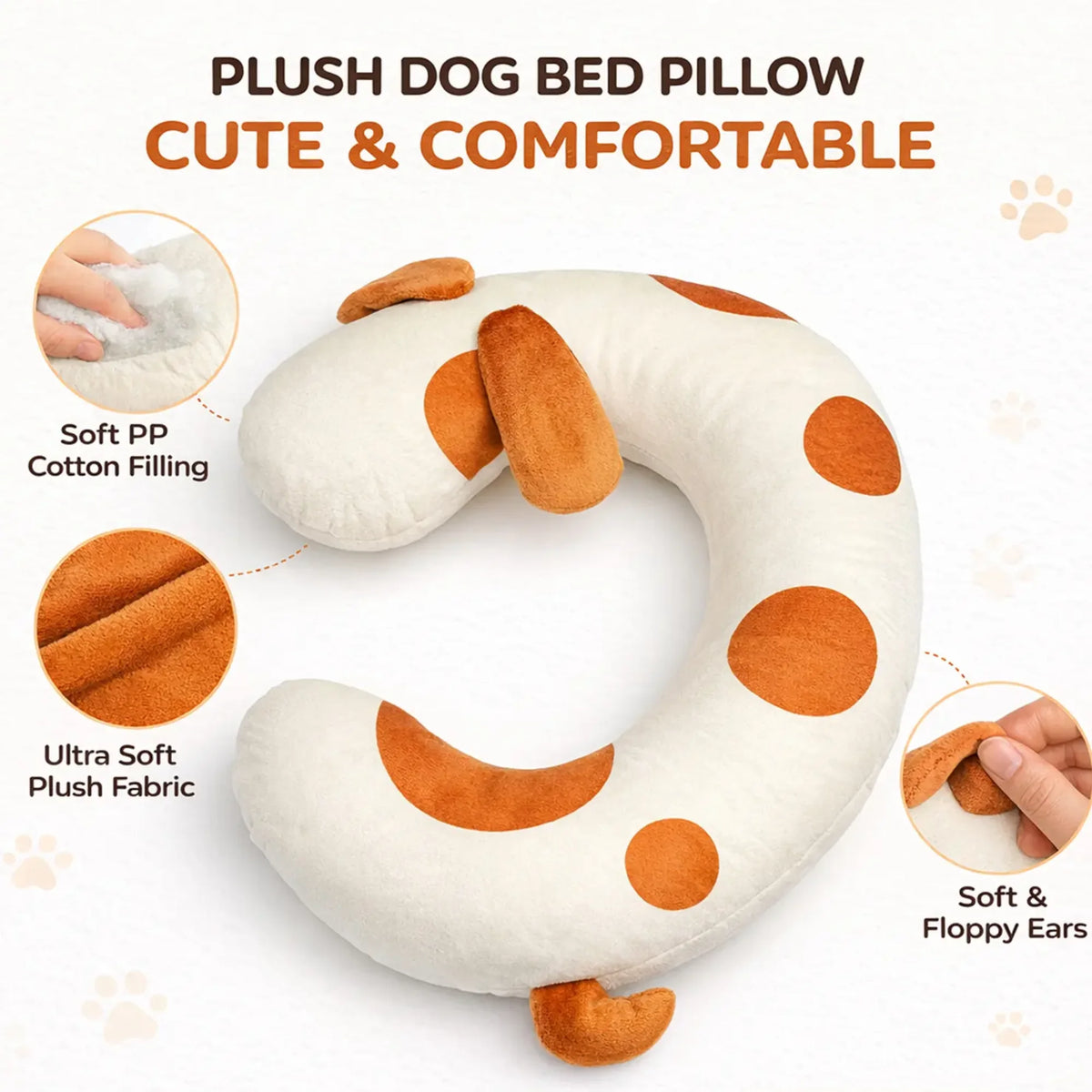 Dog Bed Pillow Four Season Universal Washable Pet Sleep Pillow Neck Support Pressure Relief Medium Small Dogs Back Pillow - Curl and Collar