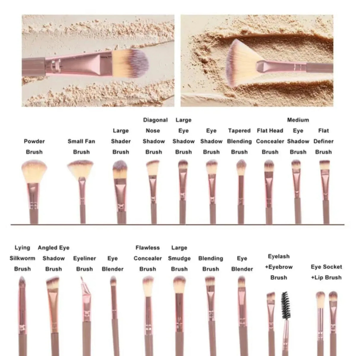 Professional Makeup Brushes Set, 25 pcs Makeup Brush Foundation Powder Eyeshadow - Curl and Collar