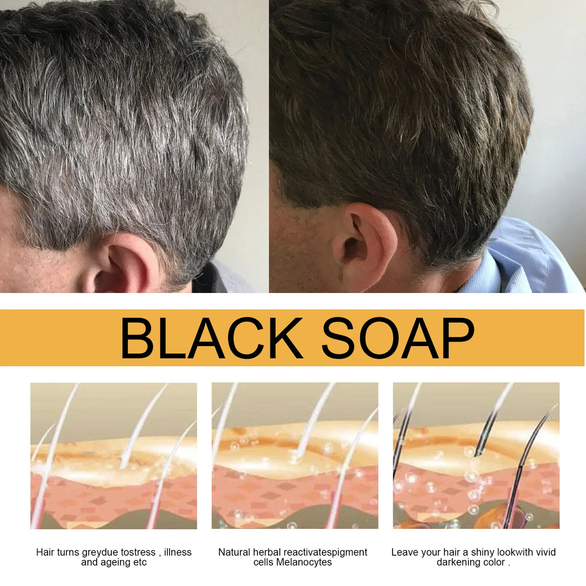 Jaysuing Hair Soap For Scalp Cleansing,Repair Damaged Hair Improve Hair Toughness and Promote Hair Growth Hair Shampoo Soap - Curl and Collar
