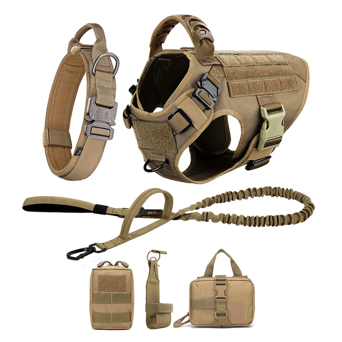 Large Dog Harness And Leash Set Pet German Shepherd Malinois Training Walking Vest Dog Harness And Collar For Medium Large Dogs - Curl and Collar