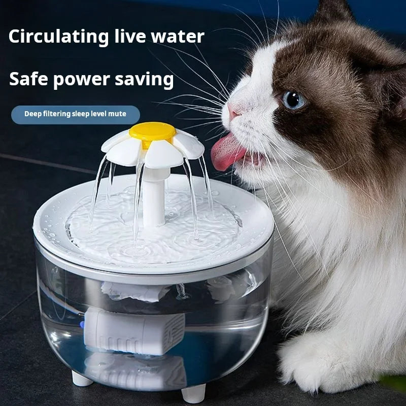 USB Electric Mute 1.2L Pet Water Fountain Automatic Cat Drink Bowl Filter Pet Drinking Dispenser Drinker For Cats Water Filter - Curl and Collar