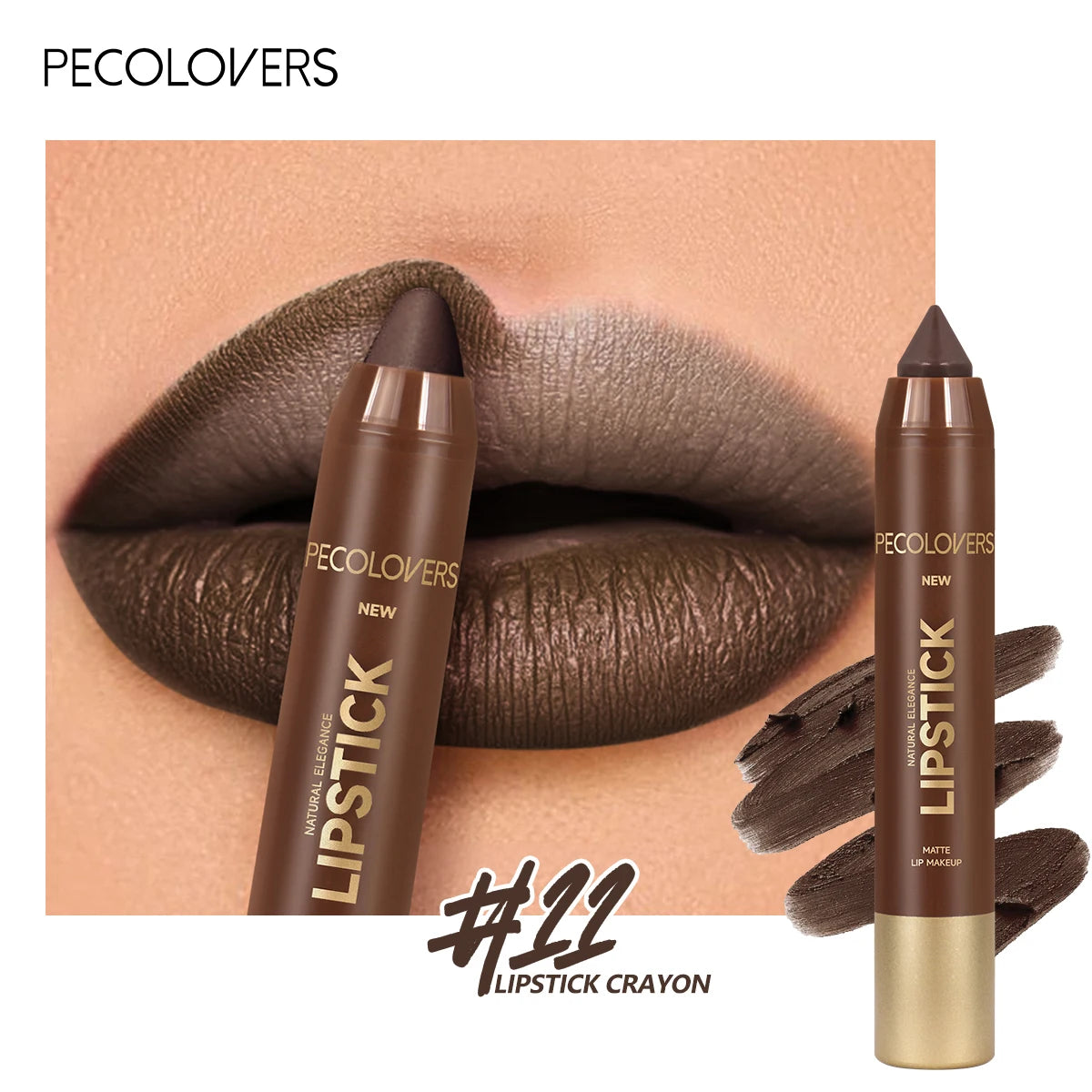 1PC Brown Matte Lip Liner Crayon, Smooth Application, Highly Pigmented, Long-lasting Wear, Lip Cosmetics - Curl and Collar